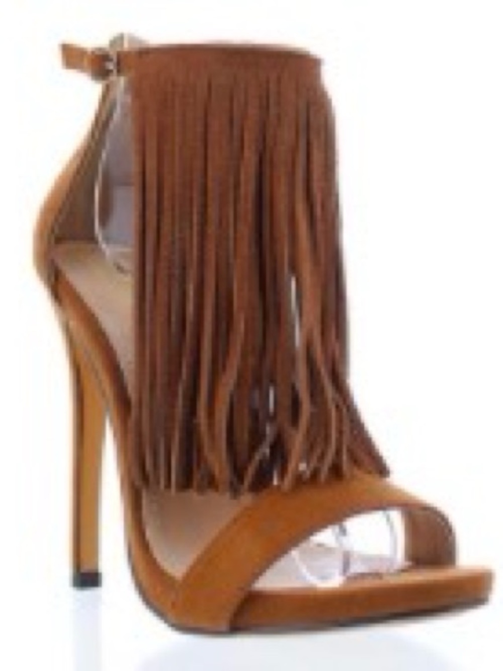 Liliana Tan Fringe Open-Toe Stiletto Sandal